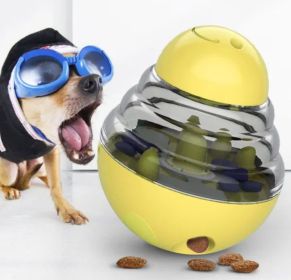 Dog Puzzle Tumbler Ball Treat Dispenser (Color: 102X 102X125 mm yellow)