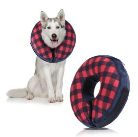 Dog Recovery Cone Soft Inflatable Collar (colour: CQLQ04 Red and Black Velcro, size: S)