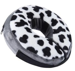 Dog Recovery Cone Soft Inflatable Collar (colour: CQLQ05 Cows Point hook and loop, size: L)