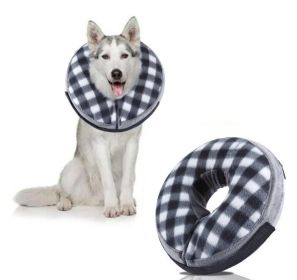 Dog Recovery Cone Soft Inflatable Collar (colour: CQLQ03 Black and White, size: S)