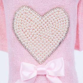 Dog Sweater Pearl Heart (Color: Baby Pink, size: XXS)
