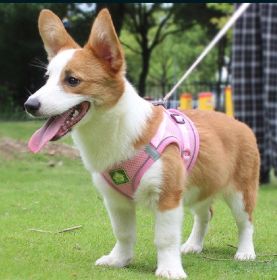 Reflective No Pull Pet Harness Set (Color: Pink, size: XS)