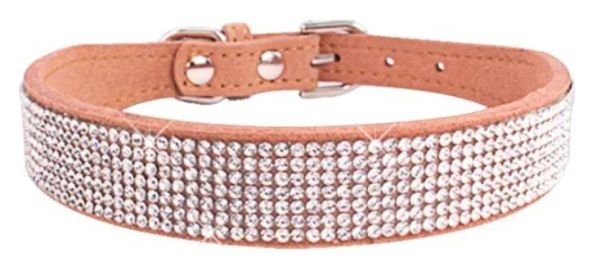 Rhinestone Pet Collar for Small Dogs (Color: Brown, size: S)