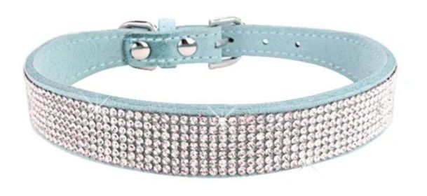 Rhinestone Pet Collar for Small Dogs (Color: Light Blue, size: M)