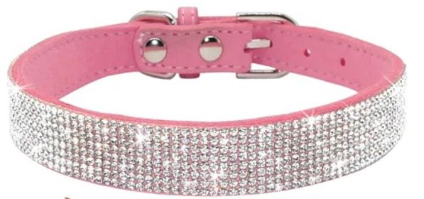Rhinestone Pet Collar for Small Dogs (Color: Pink, size: L)