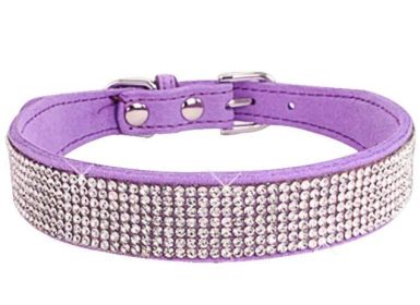 Rhinestone Pet Collar for Small Dogs (Color: Purple, size: L)