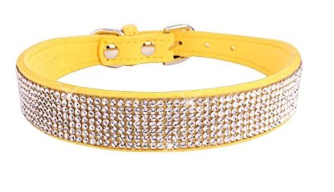 Rhinestone Pet Collar for Small Dogs (Color: Yellow, size: S)