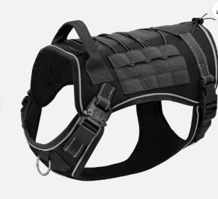 Tactical Dog Harness Adjustable Reflective (Option: Black-S)