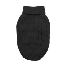 Dog Cable Knit 100% Cotton Sweater         Jet Black (size: XX-Small)