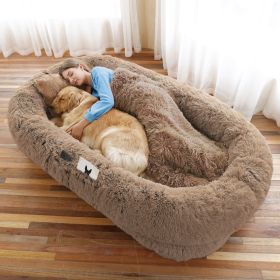 Human Dog Bed, m (Color: Khaki, size: 6XL(71"L x 45"W x 12"Th))