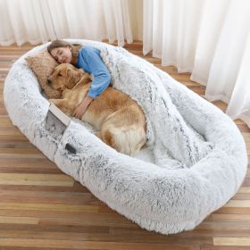 Human Dog Bed, m (Color: Gray, size: 6XL(71"L x 45"W x 12"Th))