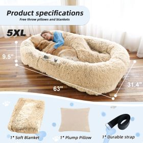 Human Dog Bed, m (Color: Beige, size: 5XL(63"L ×31.4"W ×9.5"Th))