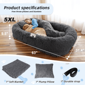 Human Dog Bed, m (Color: DarkGrey, size: 5XL(63"L ×31.4"W ×9.5"Th))