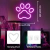1Pc Dog Paw Print Neon Sign,LED Paw Print Neon Signs for Wall Decoration, USB Powered Dog Neon Lights with Dimmer Switch for Children's Bedroom, Pet S