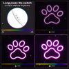 1Pc Dog Paw Print Neon Sign,LED Paw Print Neon Signs for Wall Decoration, USB Powered Dog Neon Lights with Dimmer Switch for Children's Bedroom, Pet S