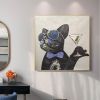 Handmade Oil Painting Custom Abstract French Bulldog Oil Painting on Canvas Original Funny Pet Painting Modern Living room Wall Decor Modern Cute Dog