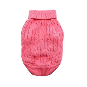 Dog Cable Knit 100% Cotton Sweater       Candy Pink (size: large)