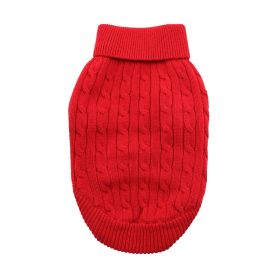 Dog Cable Knit 100% Cotton Sweater      Fiery Red (size: large)