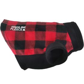 Highline Fleece Dog Coat - Red and Black Plaid (size: Size 14)