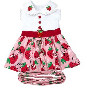 Strawberry Picnic  Harness Dress with Matching Leash (size: XLarge)