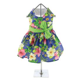 Blue Lagoon Hawaiian Hibiscus Dress (size: large)