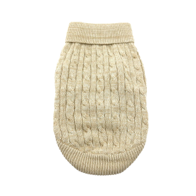 Dog Cable Knit 100% Cotton Sweater       Oatmeal (size: large)