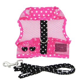 Cool Mesh Dog Harness Under the Sea Collection - Sunglasses Pink and Black Polka Dot (size: large)