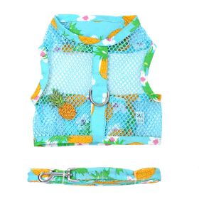 Cool Mesh Dog Harness with Leash - Pineapple Luau (size: large)