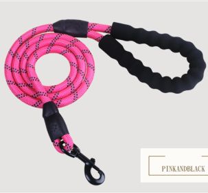 Reflective Nylon Dog Leash for Small Medium Large Dogs (Color: Pink)