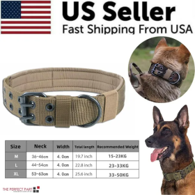 Military Style Nylon Dog Collar Large K9 (Option: Brown-M)