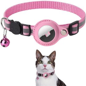 Airtag Holder Nylon Collar for Pets (Color: Pink)