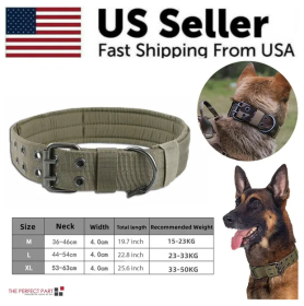 Heavy Duty K9 Dog Collar Wide Nylon Large Dogs (Option: Green-XL)