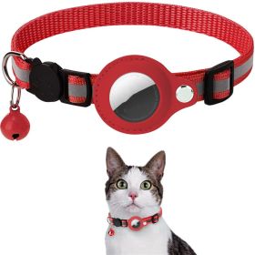 Airtag Holder Nylon Collar for Pets (Color: Red)