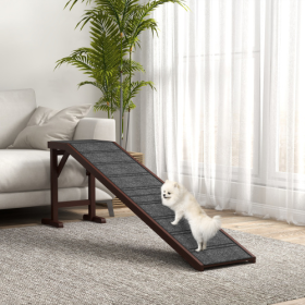 Dog Ramp for Bed Non-Slip Brown (Color: Brown)