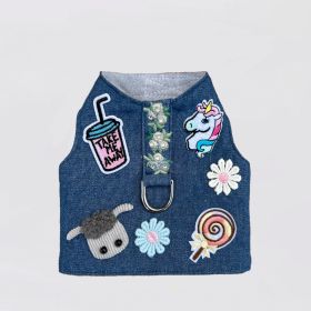 Dog Harness Cool Pup (Color: Blue Flowers, size: SM)