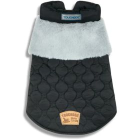 Dog Fleece Jacket Warm Coat (Color: Black, size: large)