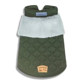 Dog Fleece Jacket Warm Coat (Color: Green, size: small)
