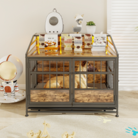 Wooden Dog Crate Furniture Large (Option: Black Brown)