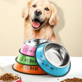 Stainless Steel Dog Bowls (colour: 22cm, size: Orange cartoon)