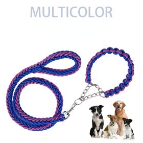 braided dog collar leash (Specification (L * W): XL, colour: Blue)
