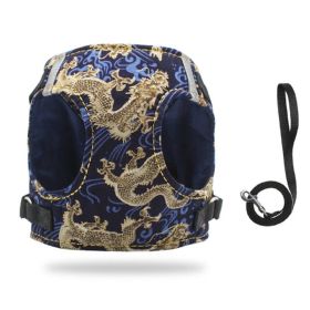Dog Reflectorized Harness Set (Color: gold, size: XS)