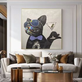 French Bulldog Oil Painting (Style: 01, size: 120x120cm)