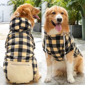 Classic Plaid Dog Hoodie Sweater (colour: Zipper pocket coat beige black, size: M (chest circumference 42, back length 30cm))