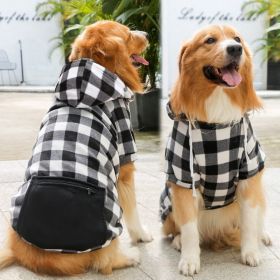 Classic Plaid Dog Hoodie Sweater (colour: Zipper pocket coat black and white, size: XL (chest circumference 52, back length 40cm))