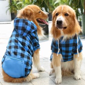 Classic Plaid Dog Hoodie Sweater (colour: Zipper pocket coat blue black plaid, size: XL (chest circumference 52, back length 40cm))
