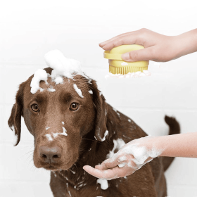 Dog Shampoo Brush (Color: Square Pink, size: As The Pictures)