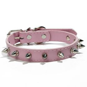 Studded Dog Collar (Color: Pink, size: L)