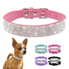 Rhinestone Pet Collar for Small Dogs (Color: Pink, size: L)