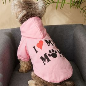 Pet Hoodie I Love My Mom Apparel (Color: Pink, size: XL)