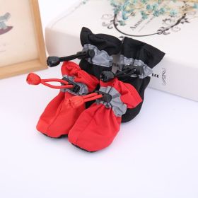 4pcs Dog Shoes (Color: Red, size: L)